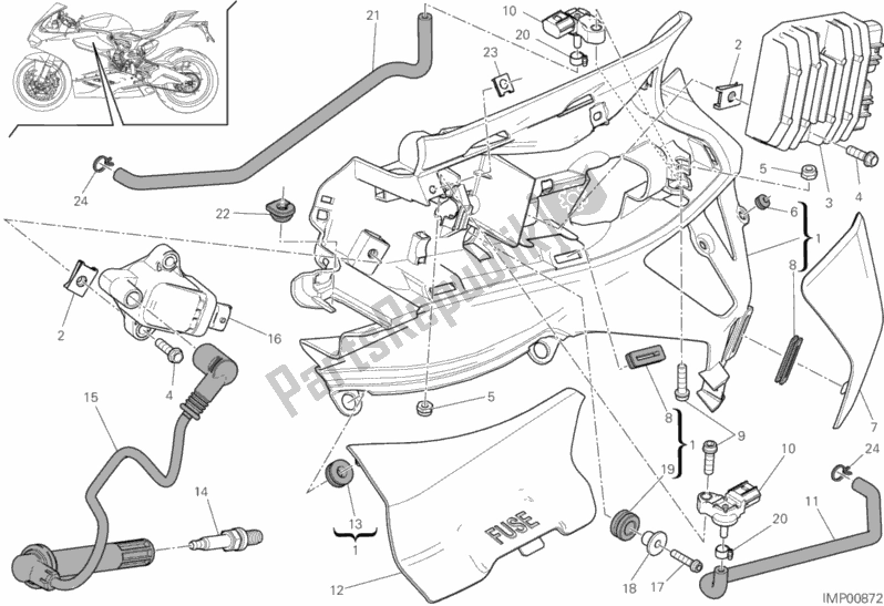 Toutes les pièces pour le Impianto Elettrico Sinistro du Ducati Superbike 959 Panigale ABS USA 2017